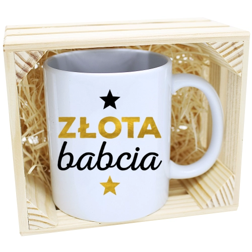 PREZENT KUBEK Z NADRUKIEM DLA BABCI W SKRZYNCE