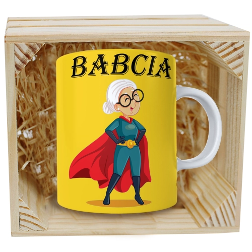 PREZENT KUBEK Z NADRUKIEM DLA BABCI W SKRZYNCE