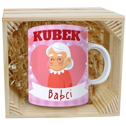 PREZENT KUBEK Z NADRUKIEM DLA BABCI W SKRZYNCE