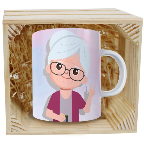 PREZENT KUBEK Z NADRUKIEM DLA BABCI W SKRZYNCE