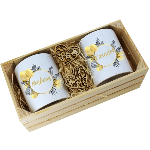 PREZENT ZESTAW KUBKI BABCIA DZIADEK W SKRZYNCE