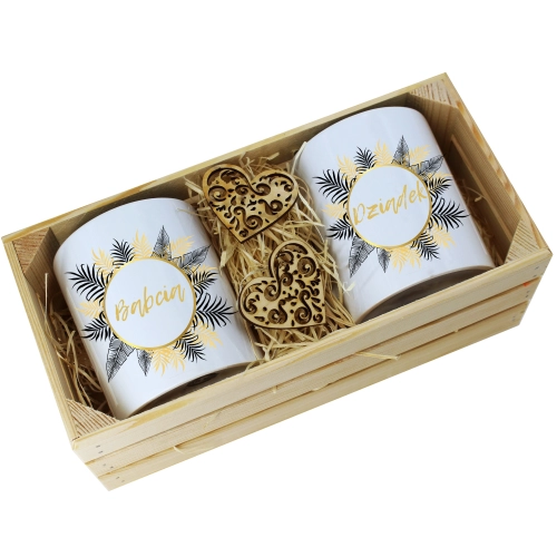 PREZENT ZESTAW KUBKI BABCIA DZIADEK W SKRZYNCE