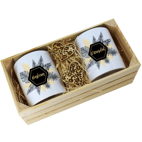 PREZENT ZESTAW KUBKI BABCIA DZIADEK W SKRZYNCE