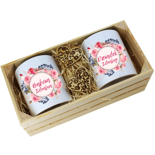 PREZENT ZESTAW KUBKI BABCIA DZIADEK W SKRZYNCE