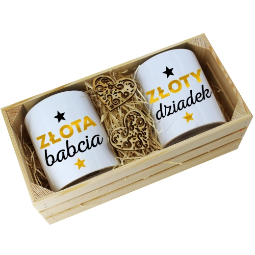 PREZENT ZESTAW KUBKI BABCIA DZIADEK W SKRZYNCE