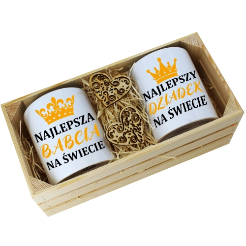 PREZENT ZESTAW KUBKI BABCIA DZIADEK W SKRZYNCE