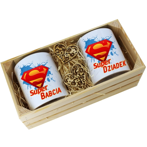 PREZENT ZESTAW KUBKI BABCIA DZIADEK W SKRZYNCE