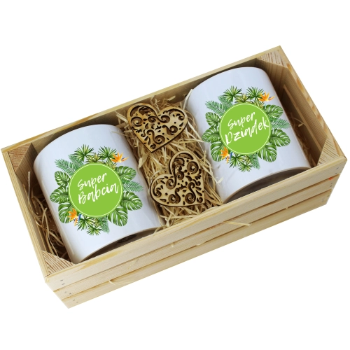 PREZENT ZESTAW KUBKI BABCIA DZIADEK W SKRZYNCE