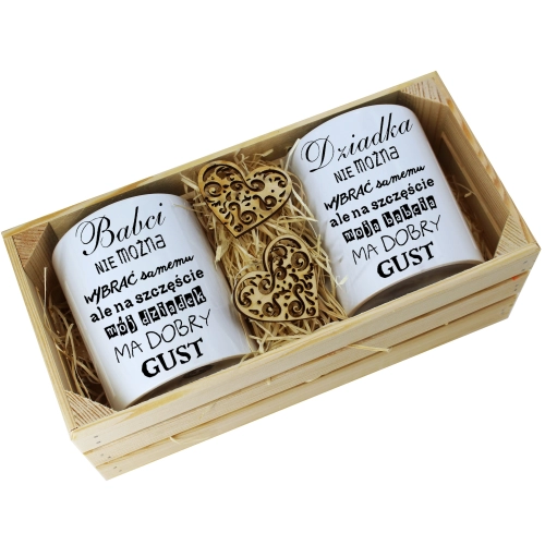 PREZENT ZESTAW KUBKI BABCIA DZIADEK W SKRZYNCE