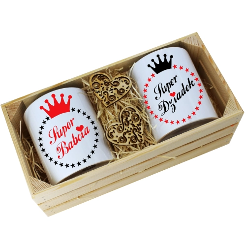 PREZENT ZESTAW KUBKI BABCIA DZIADEK W SKRZYNCE