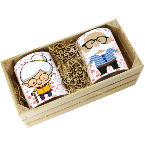 PREZENT ZESTAW KUBKI BABCIA DZIADEK W SKRZYNCE