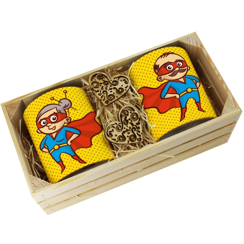 PREZENT ZESTAW KUBKI BABCIA DZIADEK W SKRZYNCE