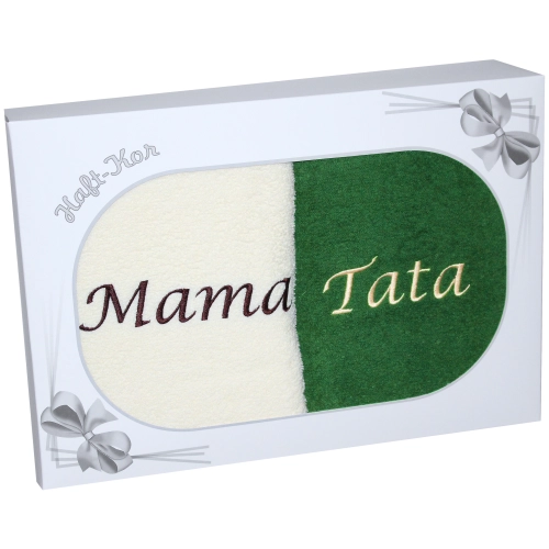 PREZENT DLA MAMY TATY KOMPLET RĘCZNIKÓW MAMA TATA