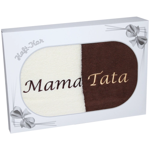 PREZENT DLA MAMY TATY KOMPLET RĘCZNIKÓW MAMA TATA