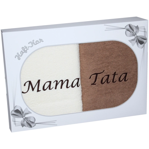 PREZENT DLA MAMY TATY KOMPLET RĘCZNIKÓW MAMA TATA
