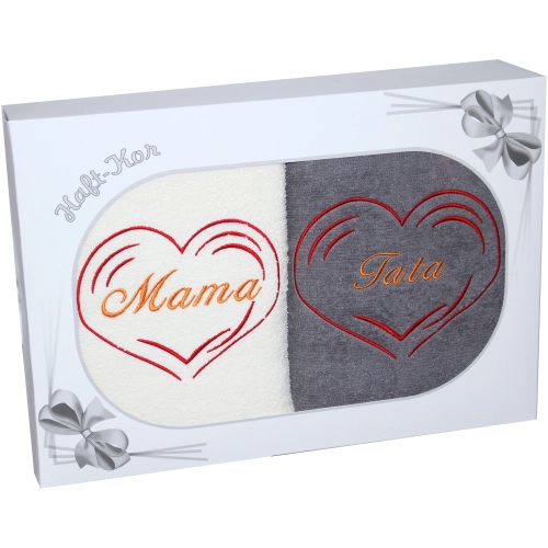 PREZENT DLA MAMY TATY KOMPLET RĘCZNIKÓW MAMA TATA