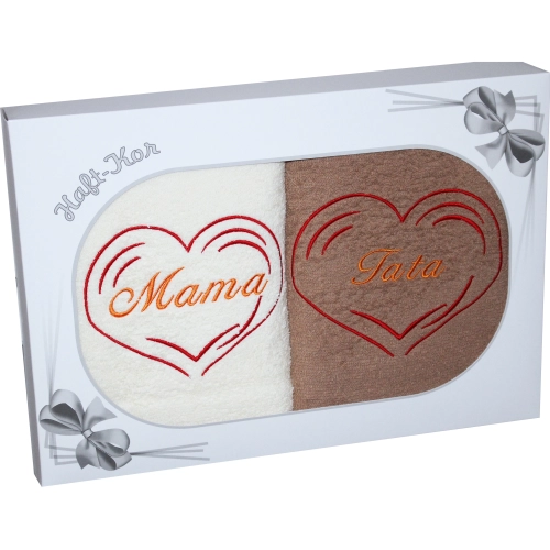 PREZENT DLA MAMY TATY KOMPLET RĘCZNIKÓW MAMA TATA