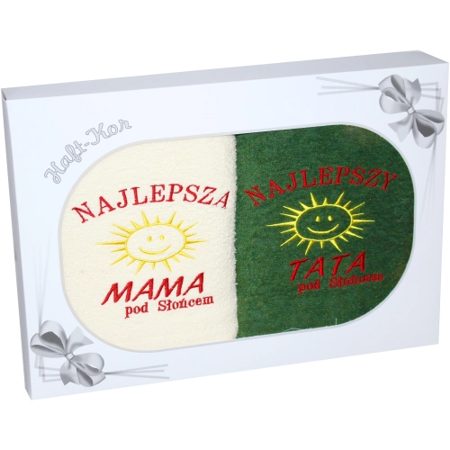 PREZENT DLA MAMY TATY KOMPLET RĘCZNIKÓW MAMA TATA