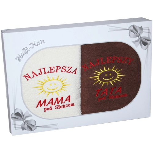 PREZENT DLA MAMY TATY KOMPLET RĘCZNIKÓW MAMA TATA