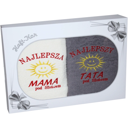 PREZENT DLA MAMY TATY KOMPLET RĘCZNIKÓW MAMA TATA