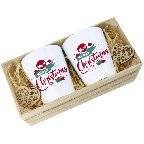 PREZENT ŚWIĄTECZNY ZESTAW KUBKÓW LATTE W SKRZYNCE