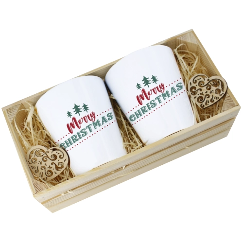 PREZENT ŚWIĄTECZNY ZESTAW KUBKÓW LATTE W SKRZYNCE