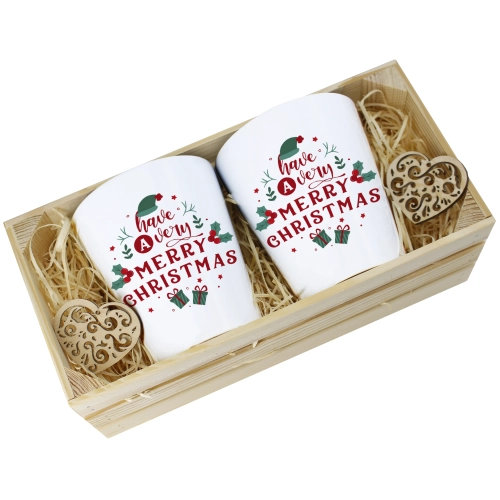 PREZENT ŚWIĄTECZNY ZESTAW KUBKÓW LATTE W SKRZYNCE