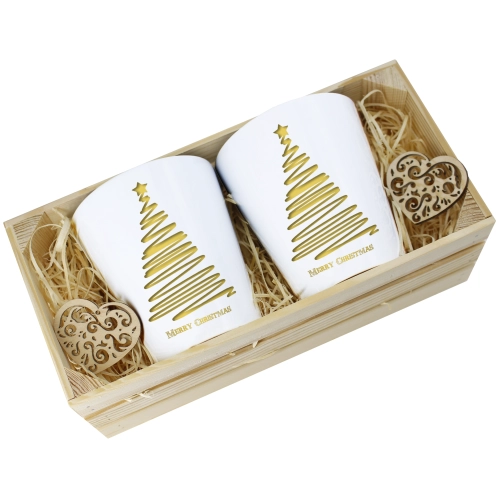 PREZENT ŚWIĄTECZNY ZESTAW KUBKÓW LATTE W SKRZYNCE