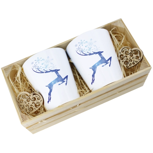 PREZENT ŚWIĄTECZNY ZESTAW KUBKÓW LATTE W SKRZYNCE