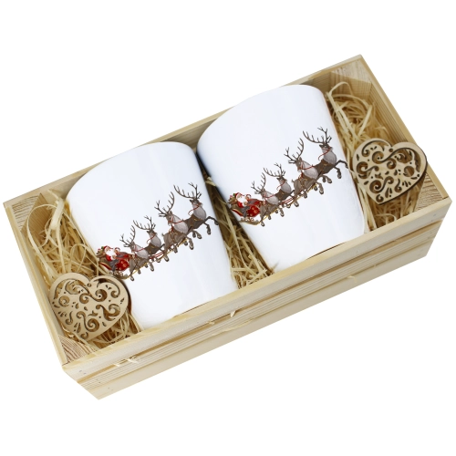 PREZENT ŚWIĄTECZNY ZESTAW KUBKÓW LATTE W SKRZYNCE