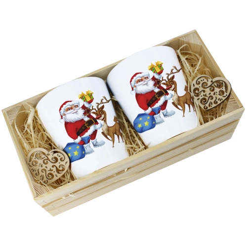 PREZENT ŚWIĄTECZNY ZESTAW KUBKÓW LATTE W SKRZYNCE