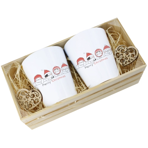 PREZENT ŚWIĄTECZNY ZESTAW KUBKÓW LATTE W SKRZYNCE