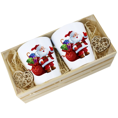 PREZENT ŚWIĄTECZNY ZESTAW KUBKÓW LATTE W SKRZYNCE