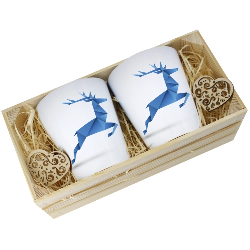 PREZENT ŚWIĄTECZNY ZESTAW KUBKÓW LATTE W SKRZYNCE