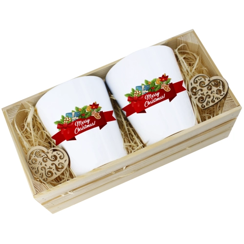 PREZENT ŚWIĄTECZNY ZESTAW KUBKÓW LATTE W SKRZYNCE