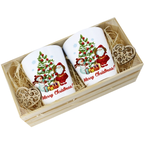 PREZENT ŚWIĄTECZNY ZESTAW KUBKÓW LATTE W SKRZYNCE