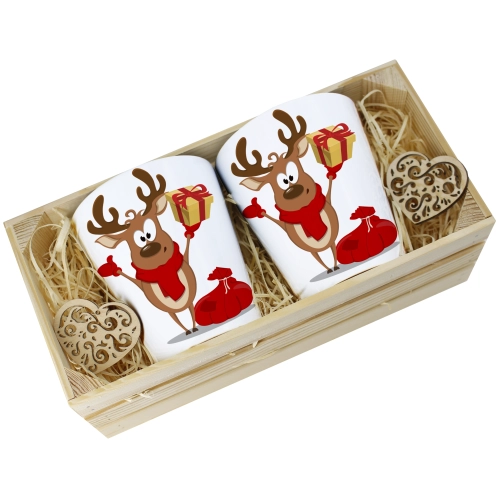 PREZENT ŚWIĄTECZNY ZESTAW KUBKÓW LATTE W SKRZYNCE