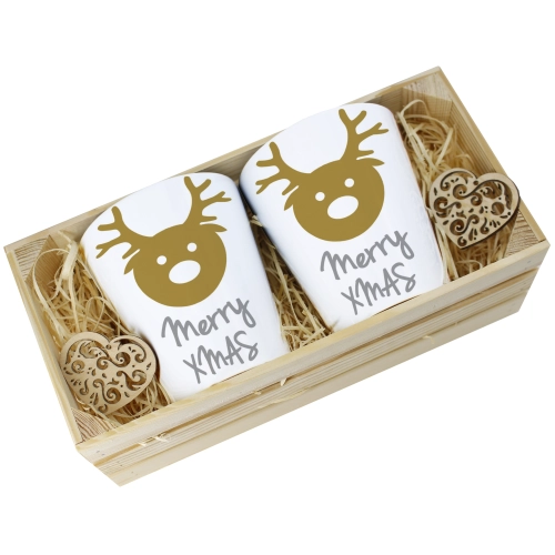 PREZENT ŚWIĄTECZNY ZESTAW KUBKÓW LATTE W SKRZYNCE