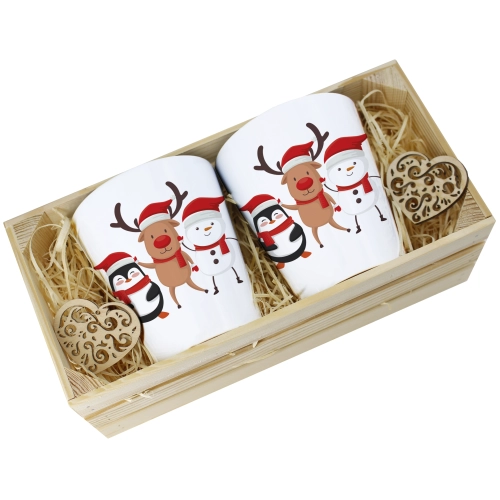 PREZENT ŚWIĄTECZNY ZESTAW KUBKÓW LATTE W SKRZYNCE