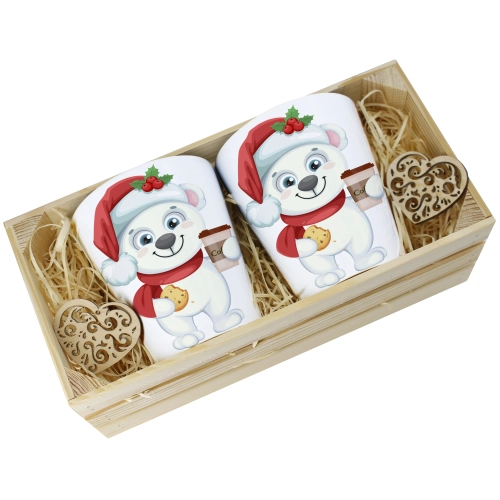 PREZENT ŚWIĄTECZNY ZESTAW KUBKÓW LATTE W SKRZYNCE