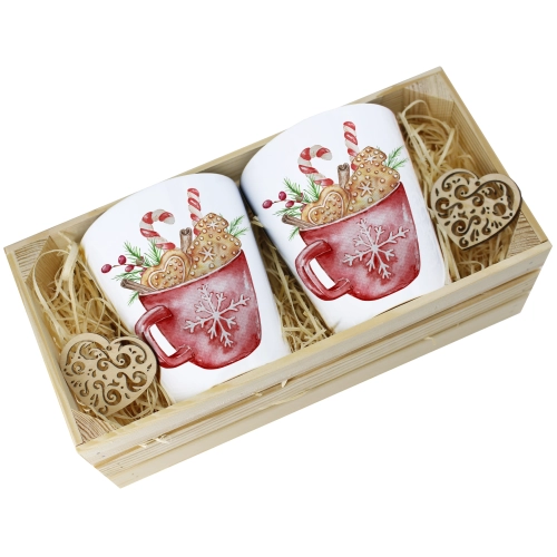 PREZENT ŚWIĄTECZNY ZESTAW KUBKÓW LATTE W SKRZYNCE