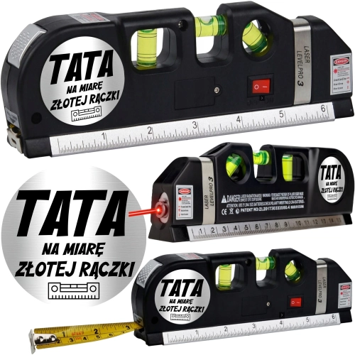 PREZENT DLA TATY NA DZIEŃ OJCA POZIOMICA LASEROWA Z MIARKĄ 250cm LASER TATA