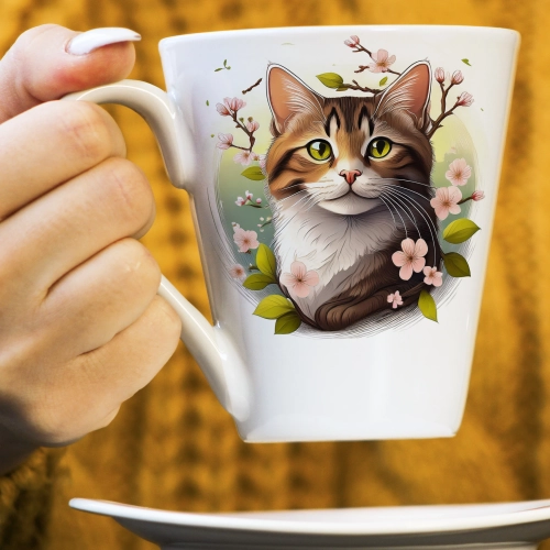 WIOSENNY WIELKANOCNY KUBEK LATTE 330ml PREZENT WIOSNA KOT