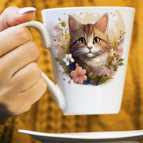 WIOSENNY WIELKANOCNY KUBEK LATTE 330ml PREZENT WIOSNA KOT