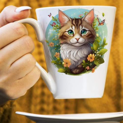 WIOSENNY WIELKANOCNY KUBEK LATTE 330ml PREZENT WIOSNA KOT