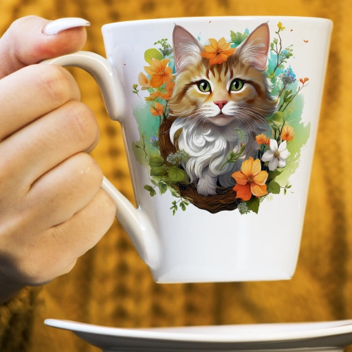 WIOSENNY WIELKANOCNY KUBEK LATTE 330ml PREZENT WIOSNA KOT