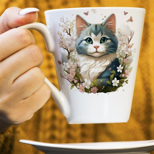 WIOSENNY WIELKANOCNY KUBEK LATTE 330ml PREZENT WIOSNA KOT