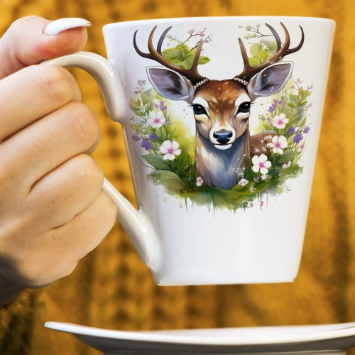 WIOSENNY WIELKANOCNY KUBEK LATTE 330ml PREZENT WIOSNA JELEŃ