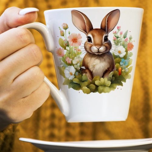 WIOSENNY WIELKANOCNY KUBEK LATTE 330ml PREZENT WIOSNA ZAJĄC