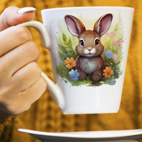 WIOSENNY WIELKANOCNY KUBEK LATTE 330ml PREZENT WIOSNA KRÓLIK